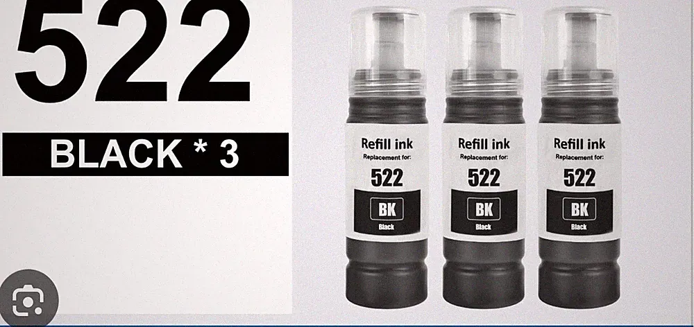 3PK Black 522 Ink Bottle Compatible WITH Epson T522 Fits ET2720 ET4800