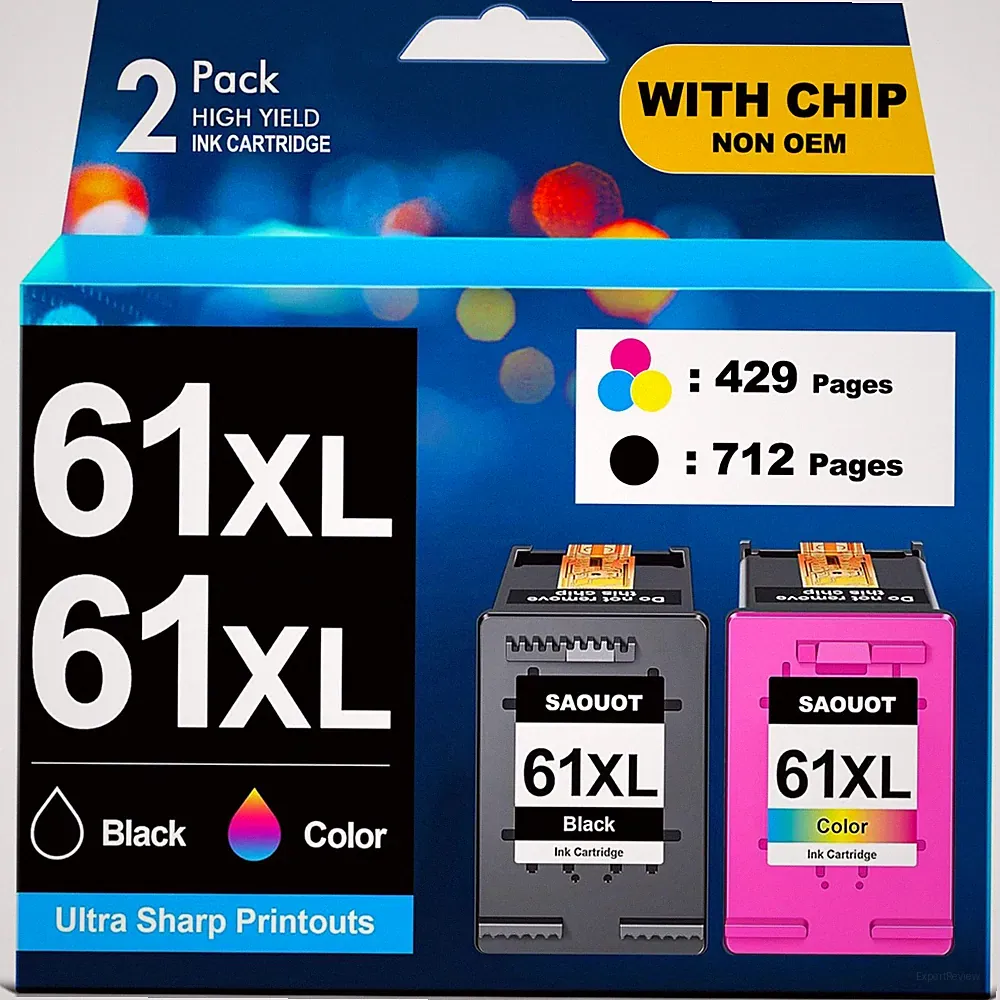 61XL Ink Cartridge Replacement for HP OfficeJet 2620 4630 4632 4635 Printer