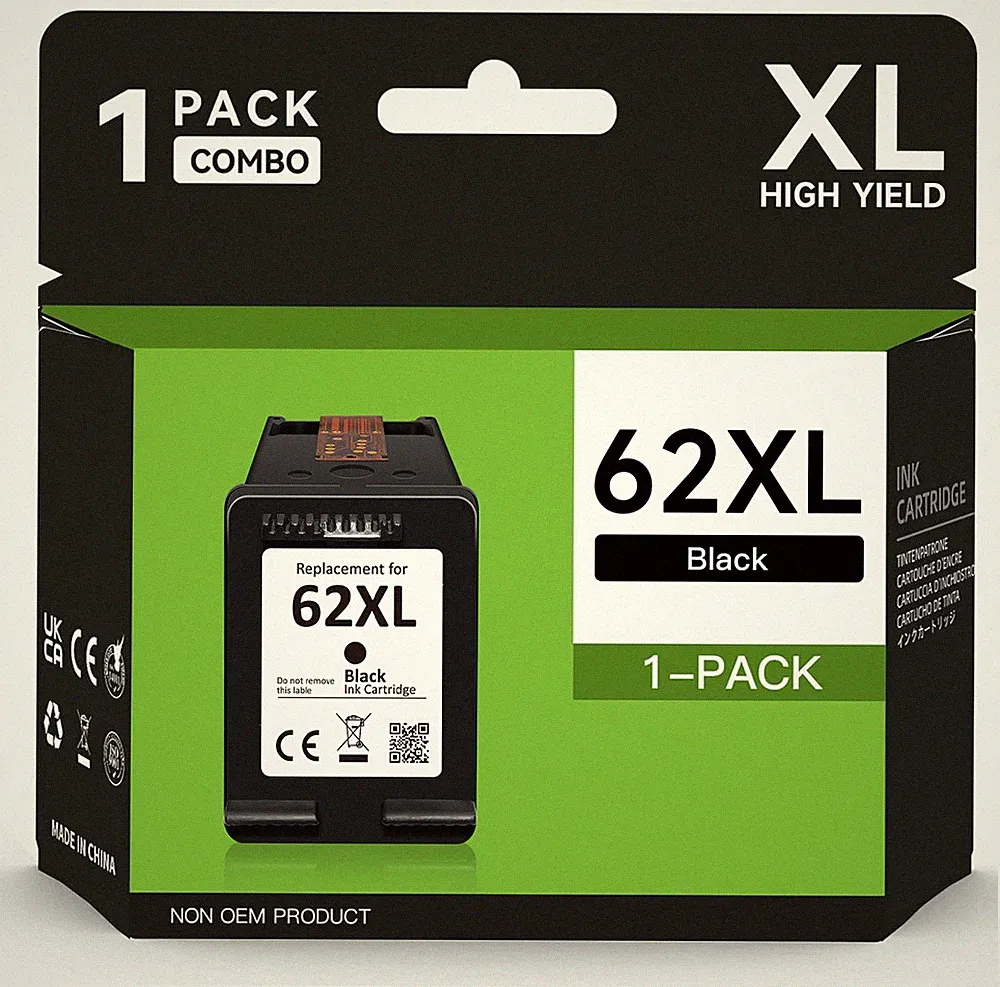 62XL Black Color Ink Cartridge for HP 62XL Envy 5540 5640 5660 7640 7645 Printer