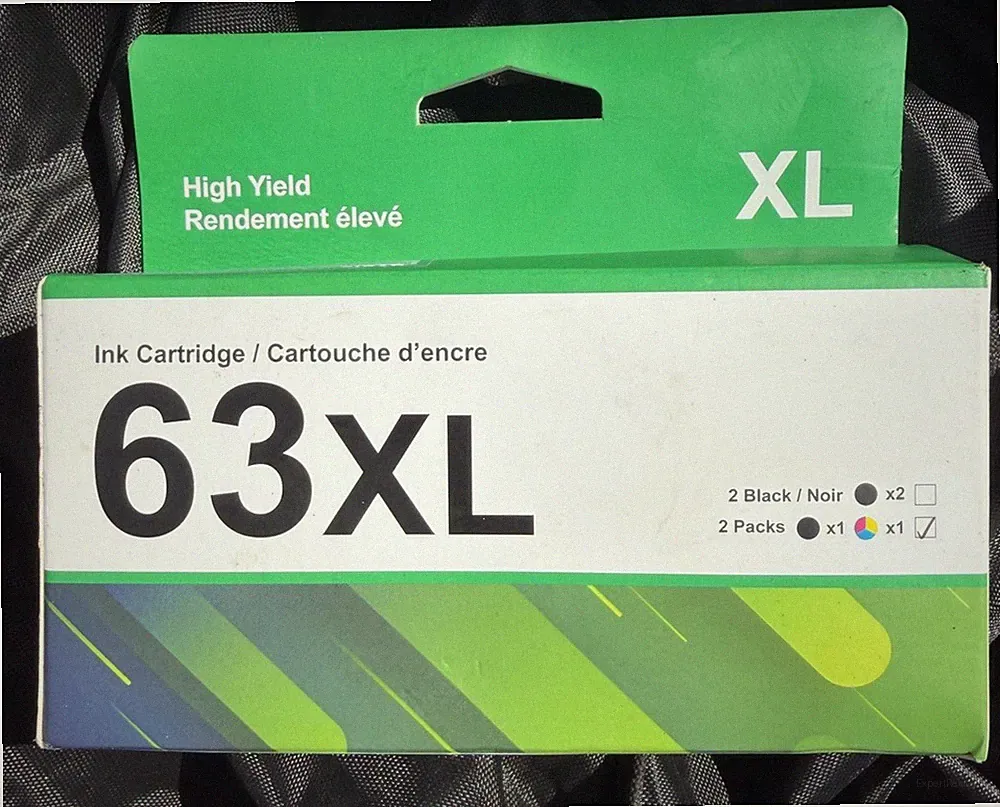 63XL High Yield Ink Cartridge 2 Pack, Black/Tri-Color for Printers, Model 63XL