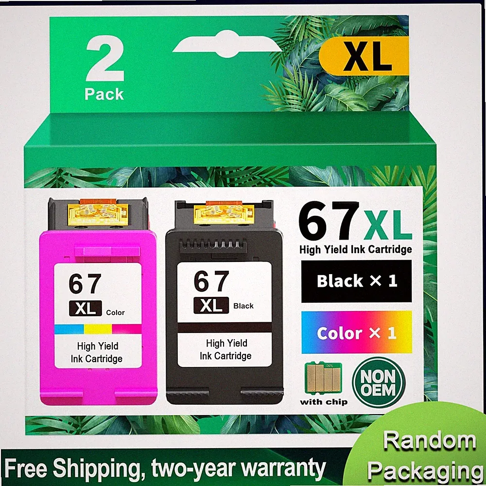67XL Ink Cartridge for HP 67 Ink Deskjet 2855e 2800e 2755e 4155e Envy 6055e 6455