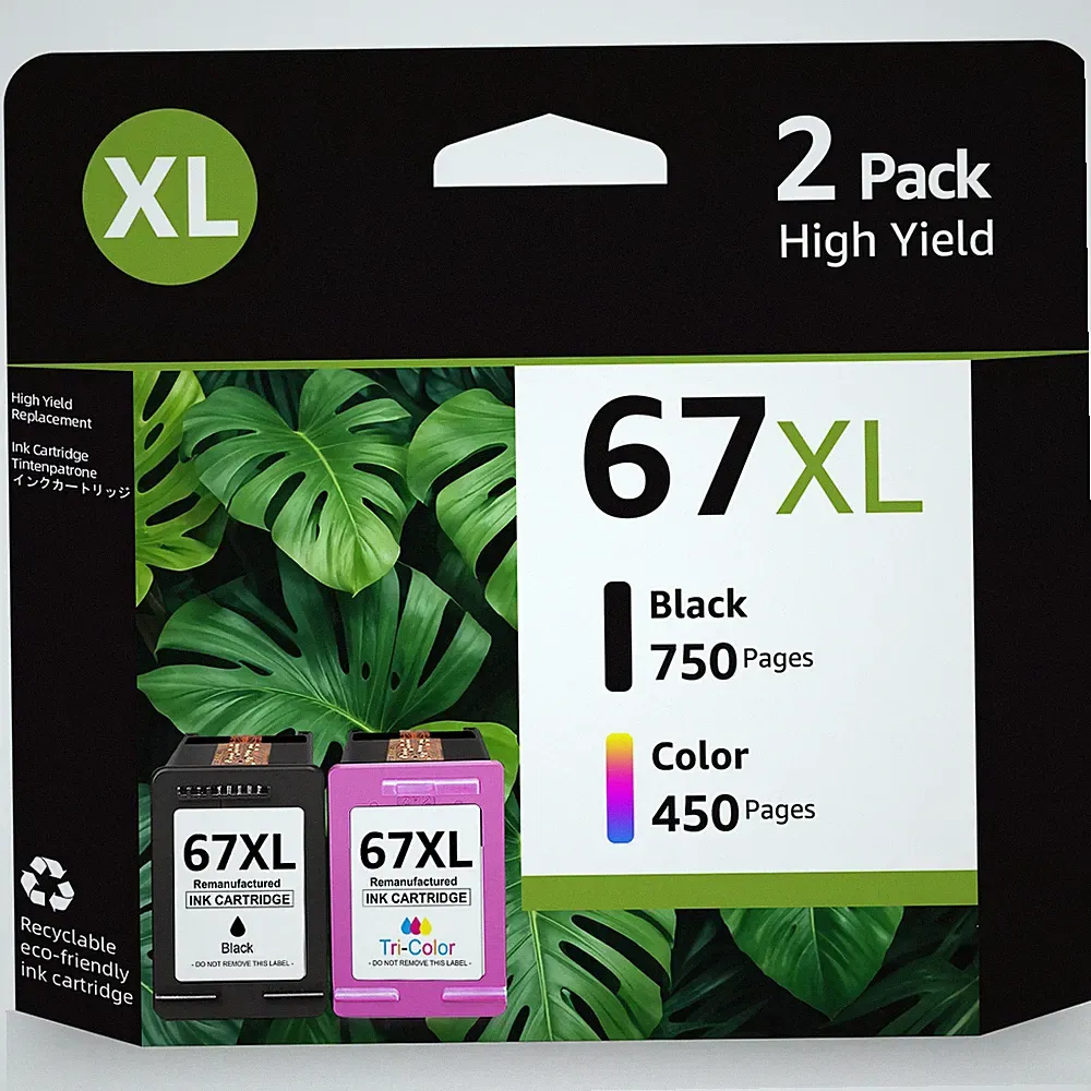 67XL Ink Cartridges for HP Ink 67 XL Deskjet 2752e 2755e 2700e 4152e 4155e 4100e
