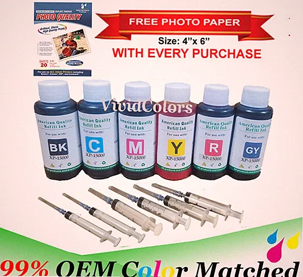 CISS CIS 6X100ML (non-OEM) dye refill Ink alternative for XP-15000 Printer