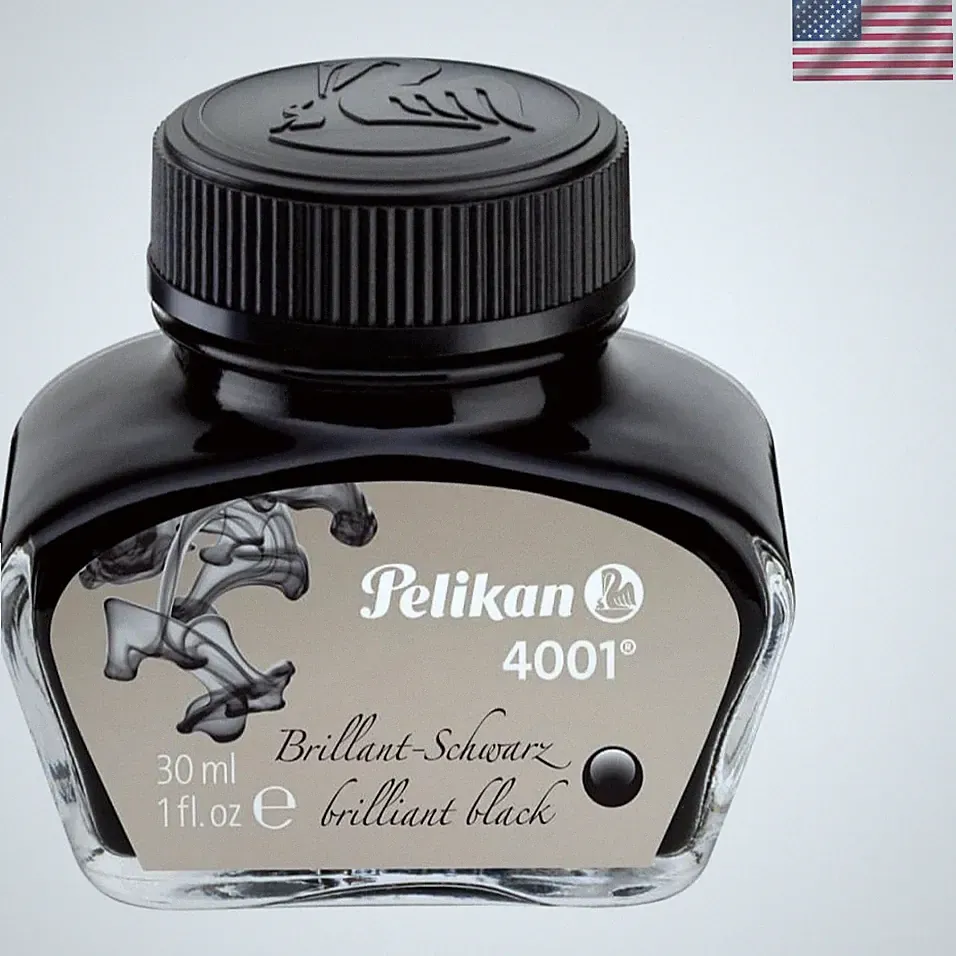 Dye-Based Brilliant Black Ink for Fountain Pens - 30ml Bottle of Perfection