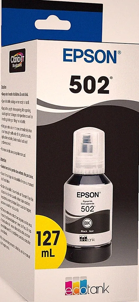 EPSON 502 EcoTank Ink Ultra-high Capacity Bottle Black Ink Refill, 127ml / 4.2oz