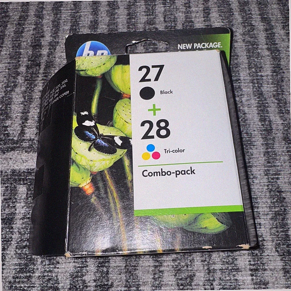 Genuine HP Black And Tri-Color Printer Ink 27 + 28 Combination Pack