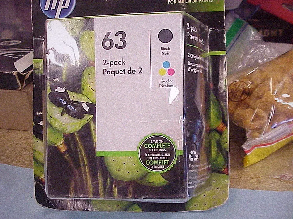 HP Printer #63 Combo Ink Cartridges 63 Black Color NEW GENUINE