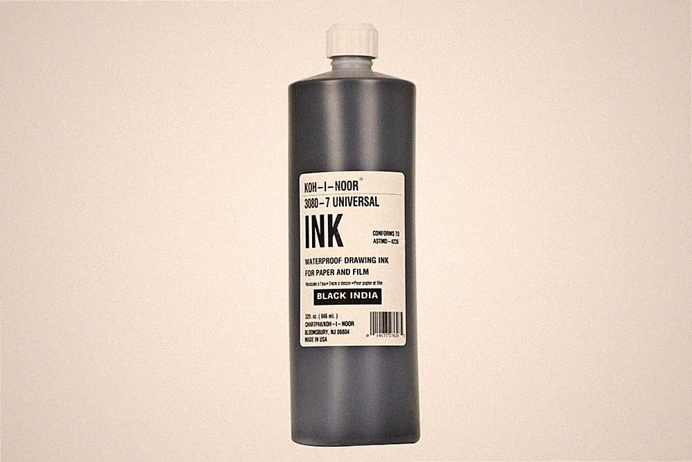 Koh-I-Noor Dye-Based Universal Drawing Ink 32 Oz. Bottle, Black