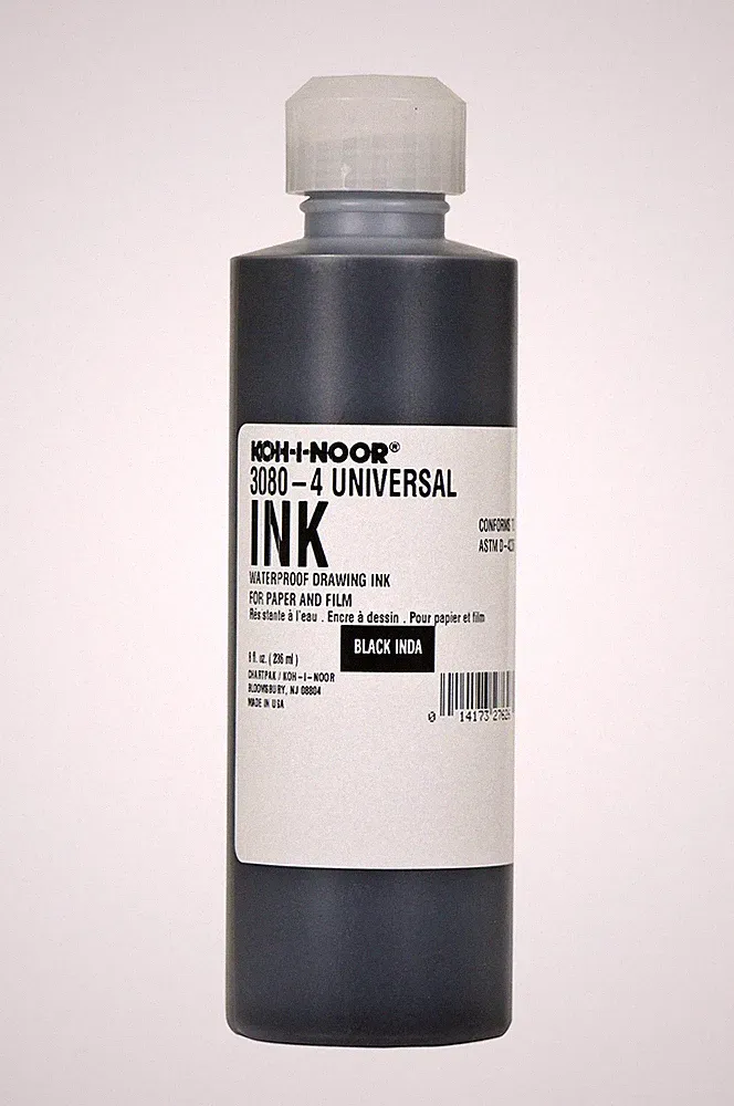 Koh-I-Noor Dye-Based Universal Drawing Ink 8 Oz. Bottle, Black