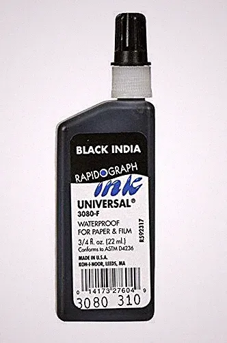 Koh-I-Noor Pigment-Based Universal Drawing Ink, 0.75 Ounce Bottle, Black