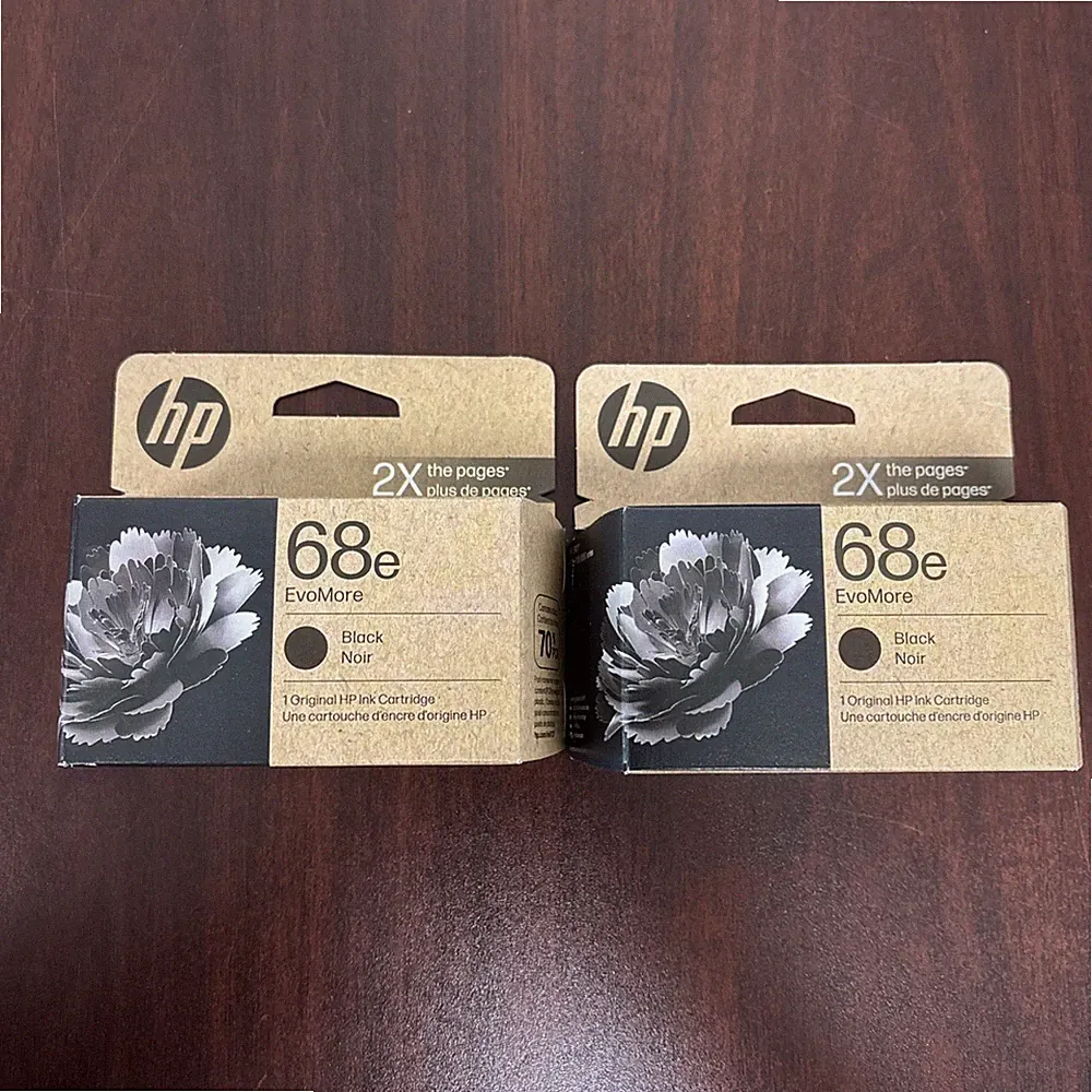 Lot of 2 HP 68e EvoMore High Yield Black Ink Cartridges EXP 02/27