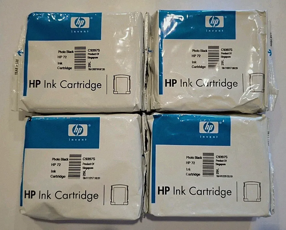 Photo Black GENUINE HP 72 DesignJet Ink Cartridges Lot of 4 SEALED