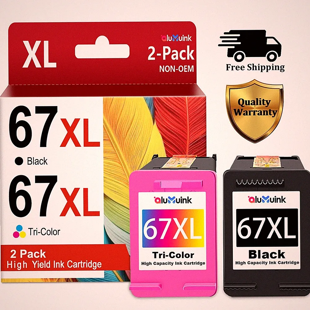 Printer Ink 67XL Black/Color Combo for HP DeskJet 2700 2755 Envy 6055 2PK